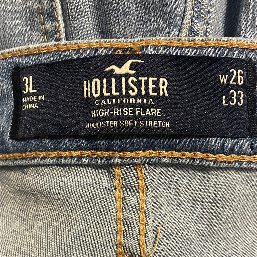 Hollister High Rise Flare Jeans Patchwork Soft Stretch Sz 26 - Picture 5 of 5